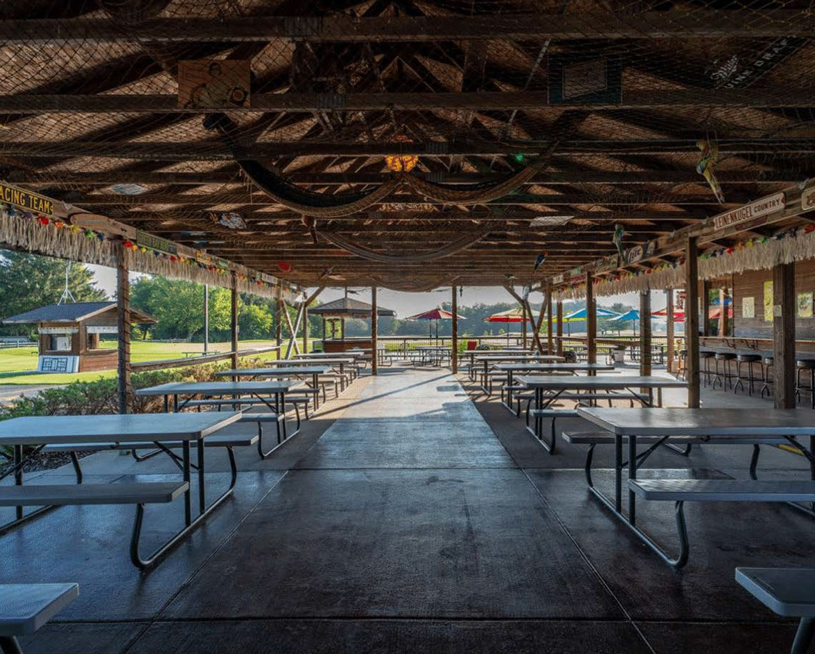 Outdoor pavilion at Spring Creek Golf Center clubhouse