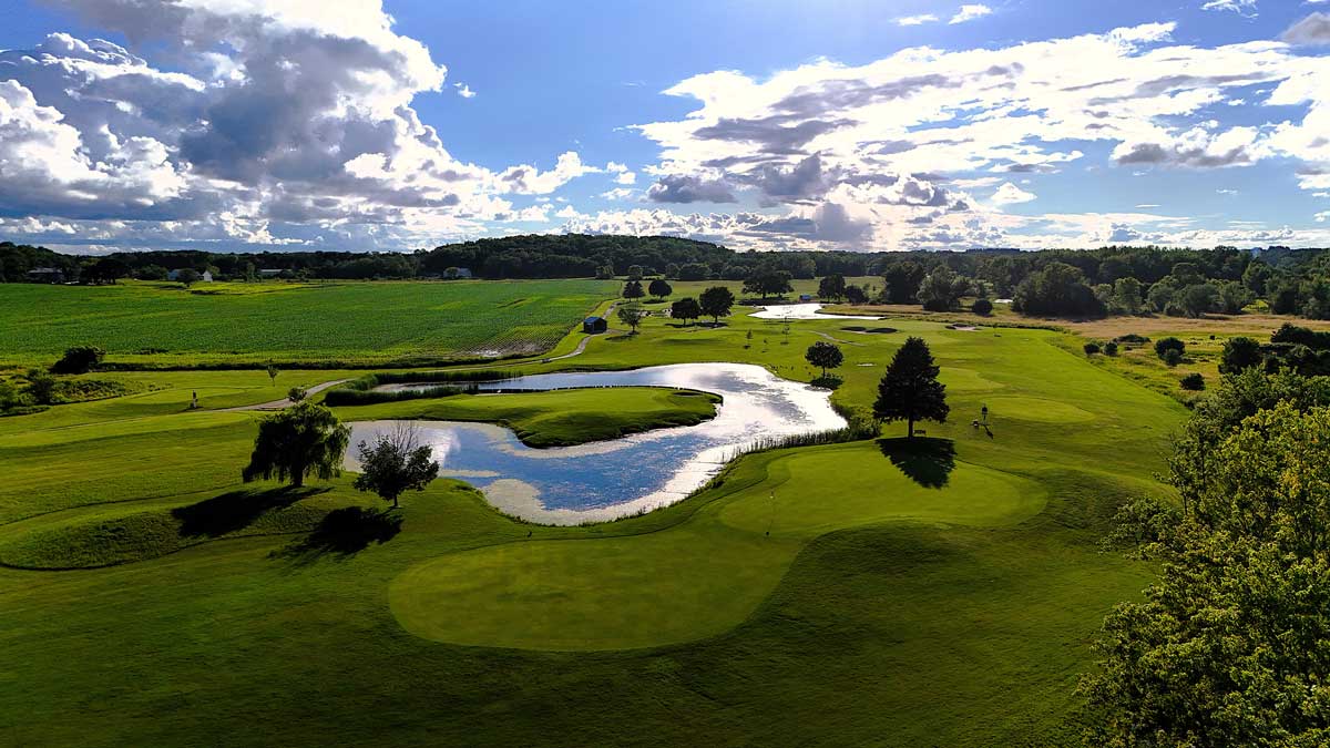 Arial overview of the golf course at Spring Valley Golf Center