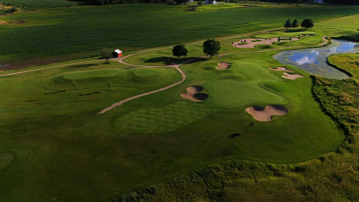 Arial overview of the golf course at Spring Valley Golf Center