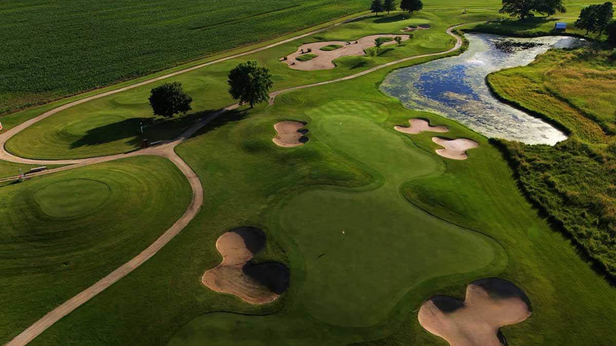 Arial overview of the golf course at Spring Valley Golf Center