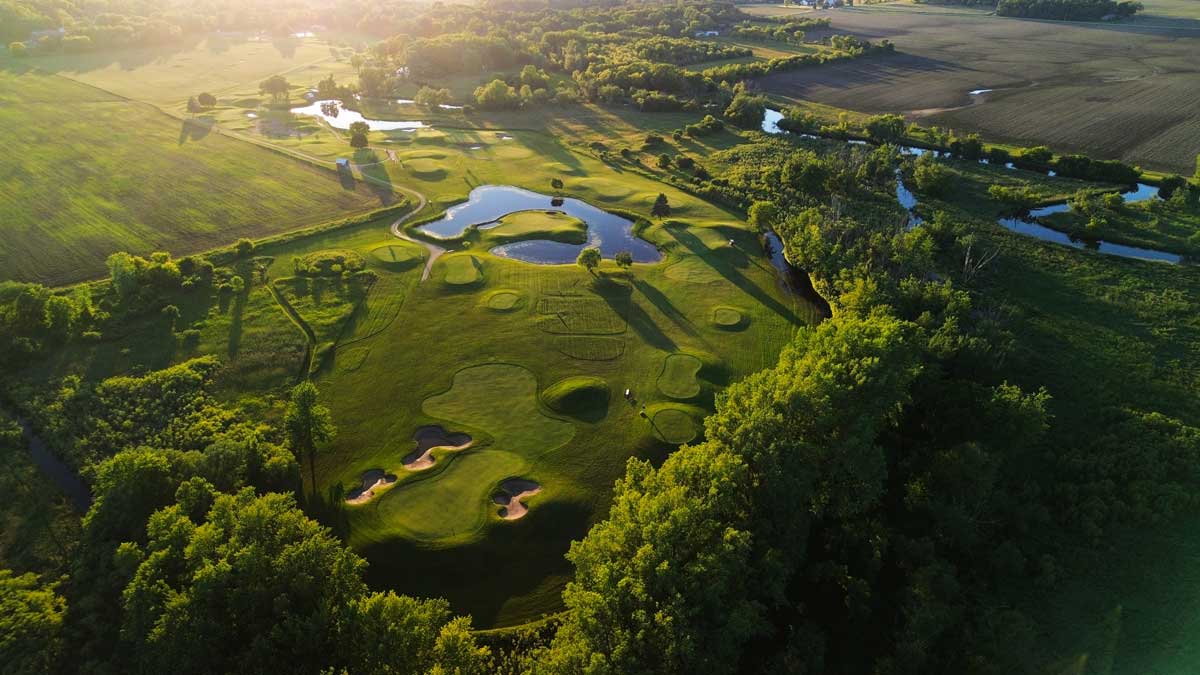 Arial overview of the golf course at Spring Valley Golf Center