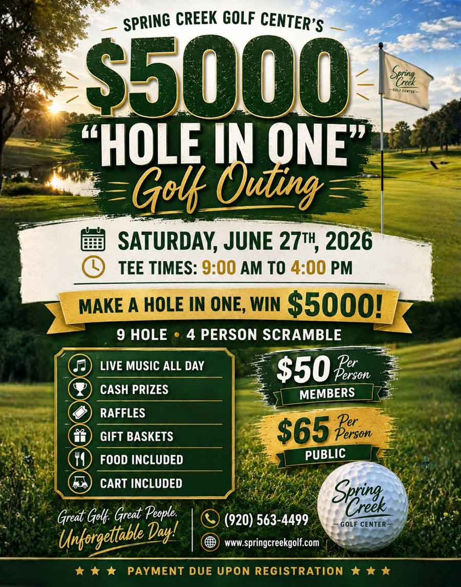 Hole in One Golf Outing on June 27 at Spring Creek Golf